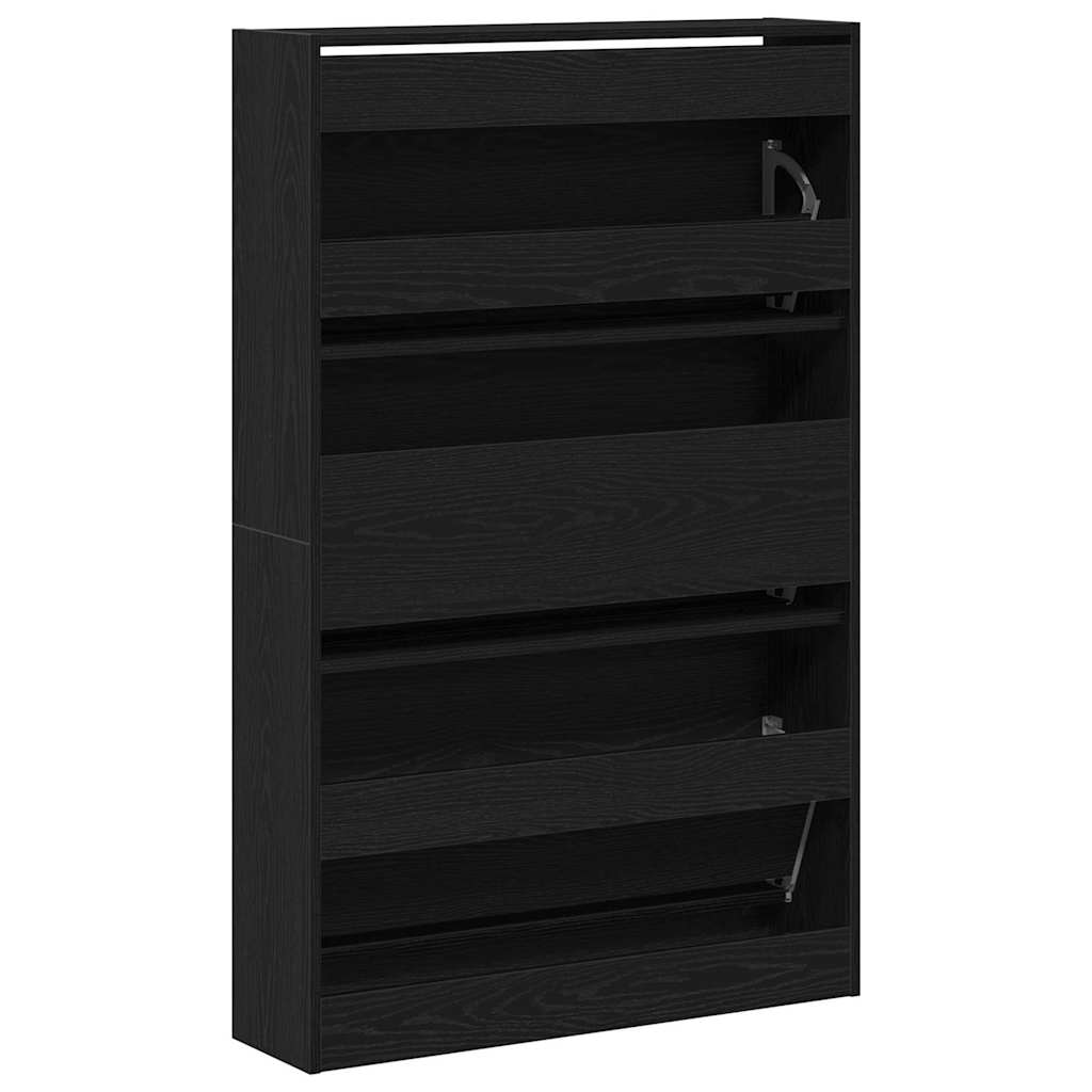 Skohylle Svart Eik 80x21x125,5 cm Konstruert Tre