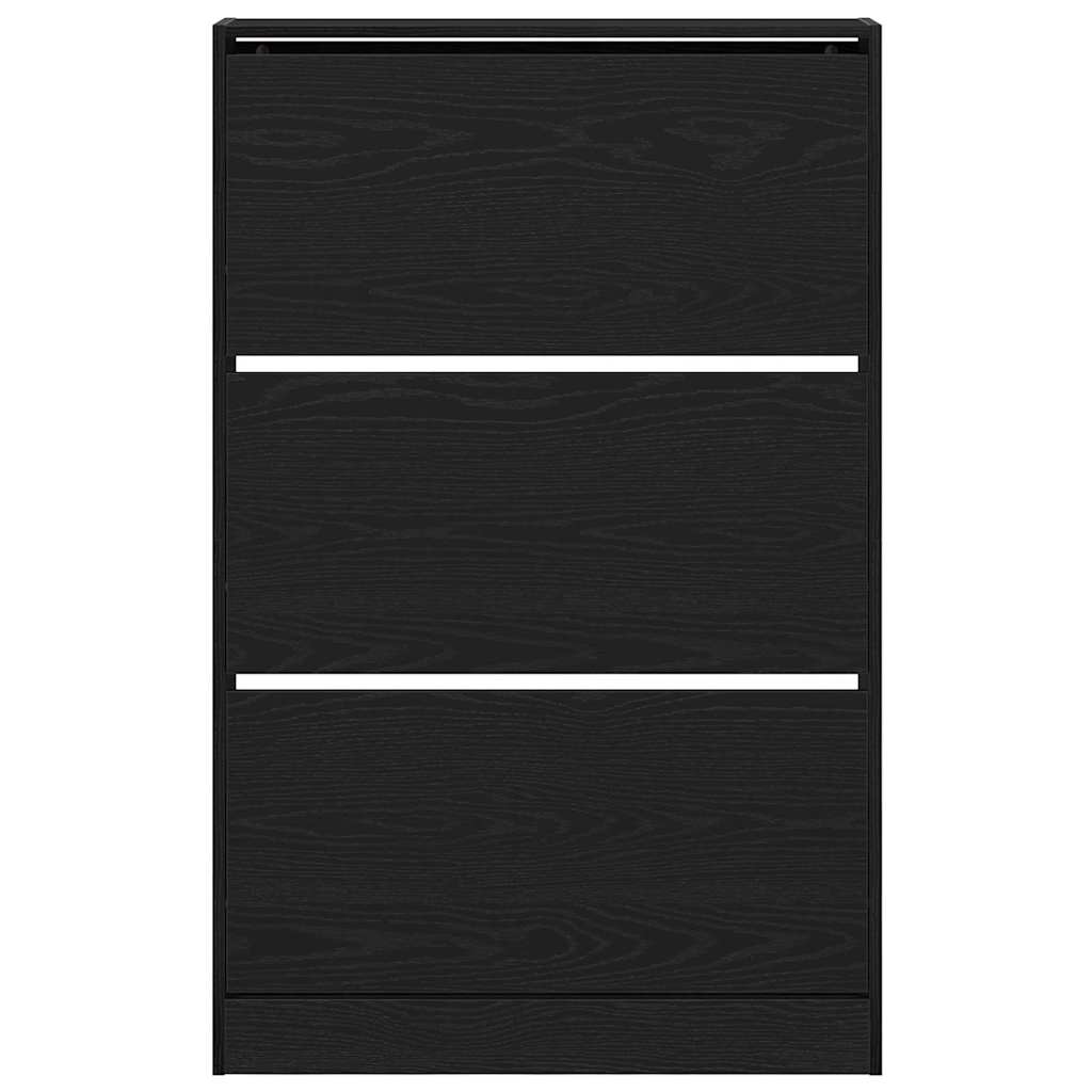 Skohylle Svart Eik 80x21x125,5 cm Konstruert Tre