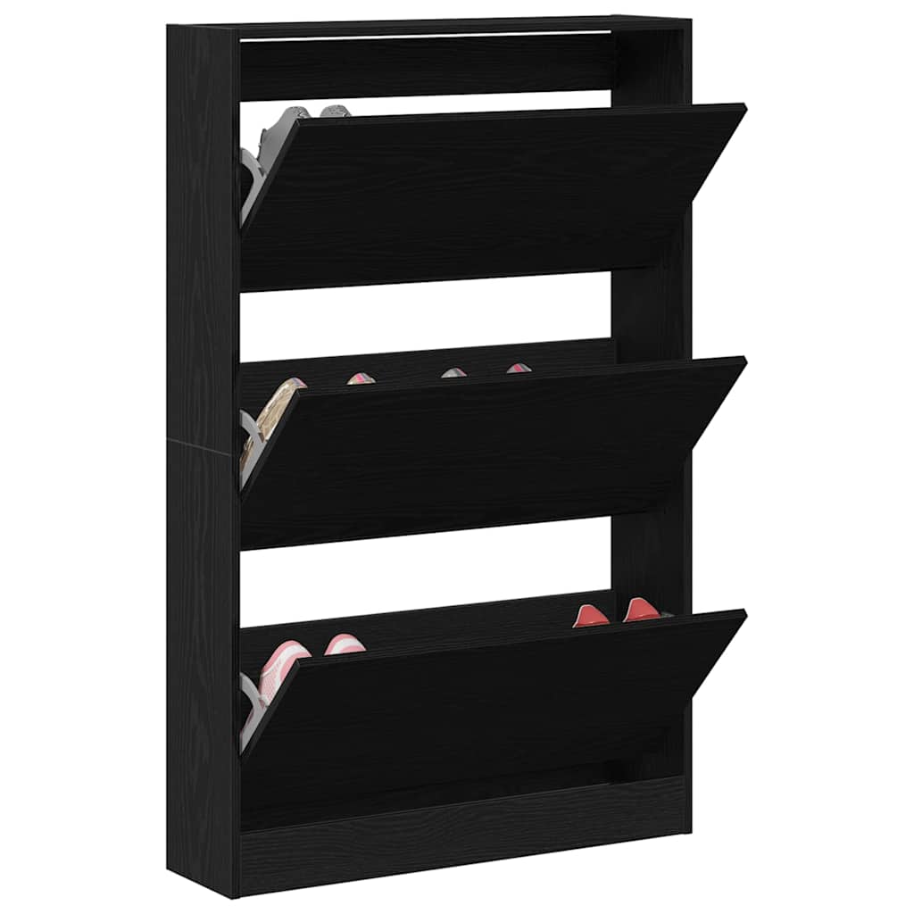 Skohylle Svart Eik 80x21x125,5 cm Konstruert Tre