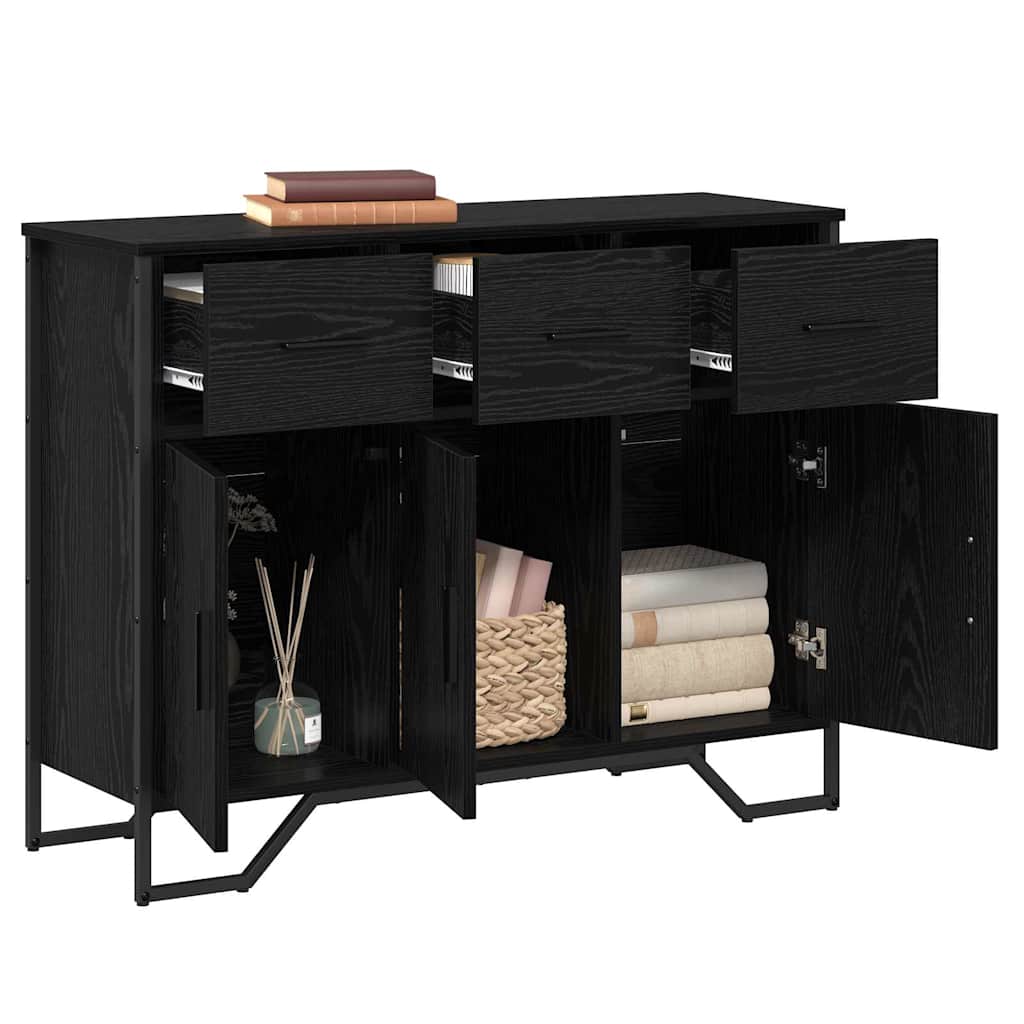 bordskuff svart eik 97x32,5x74,5 cm konstruert tre