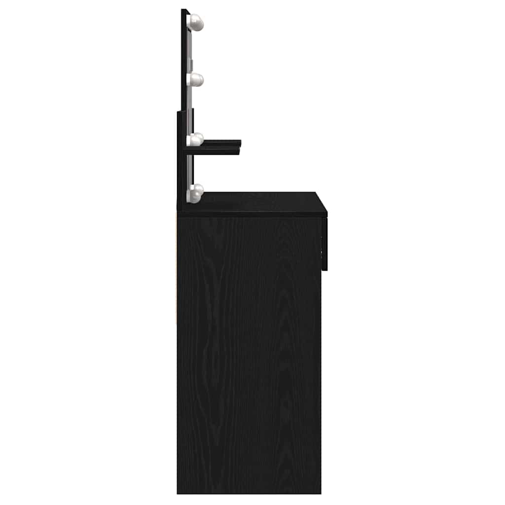 Sminkebord med LED Svart Eik 100x40x130 cm