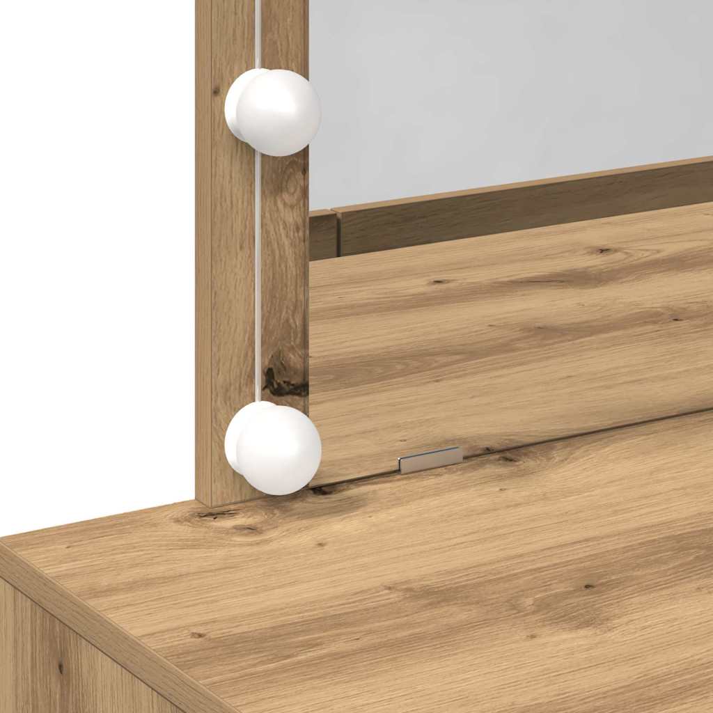Sminkebord med LED Artisan Eik 100x40x120 cm