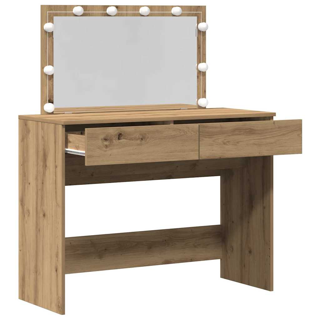 Sminkebord med LED Artisan Eik 100x40x120 cm