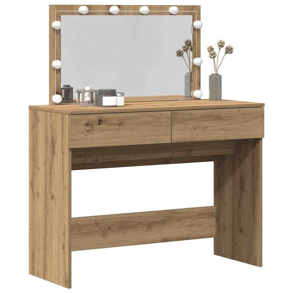Sminkebord med LED Artisan Eik 100x40x120 cm