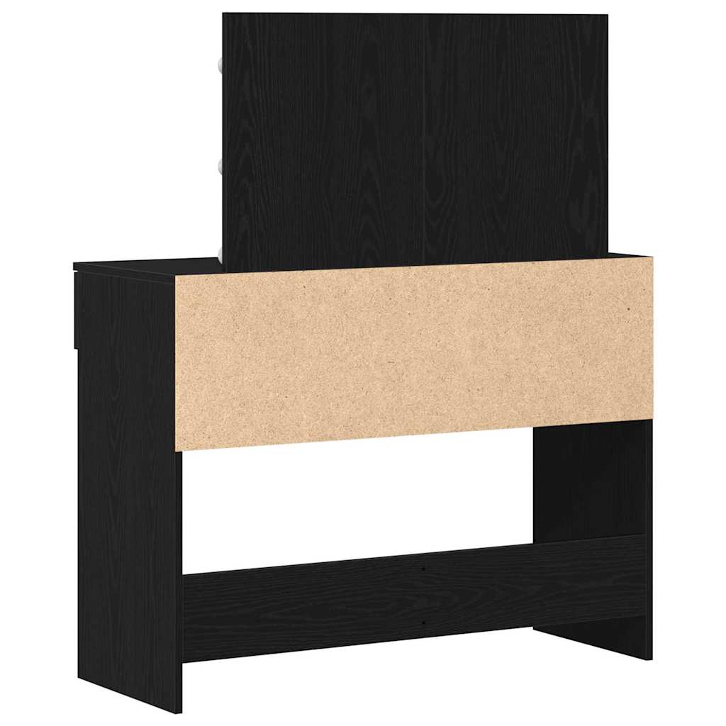 Sminkebord med LED Svart Eik 100x40x120 cm