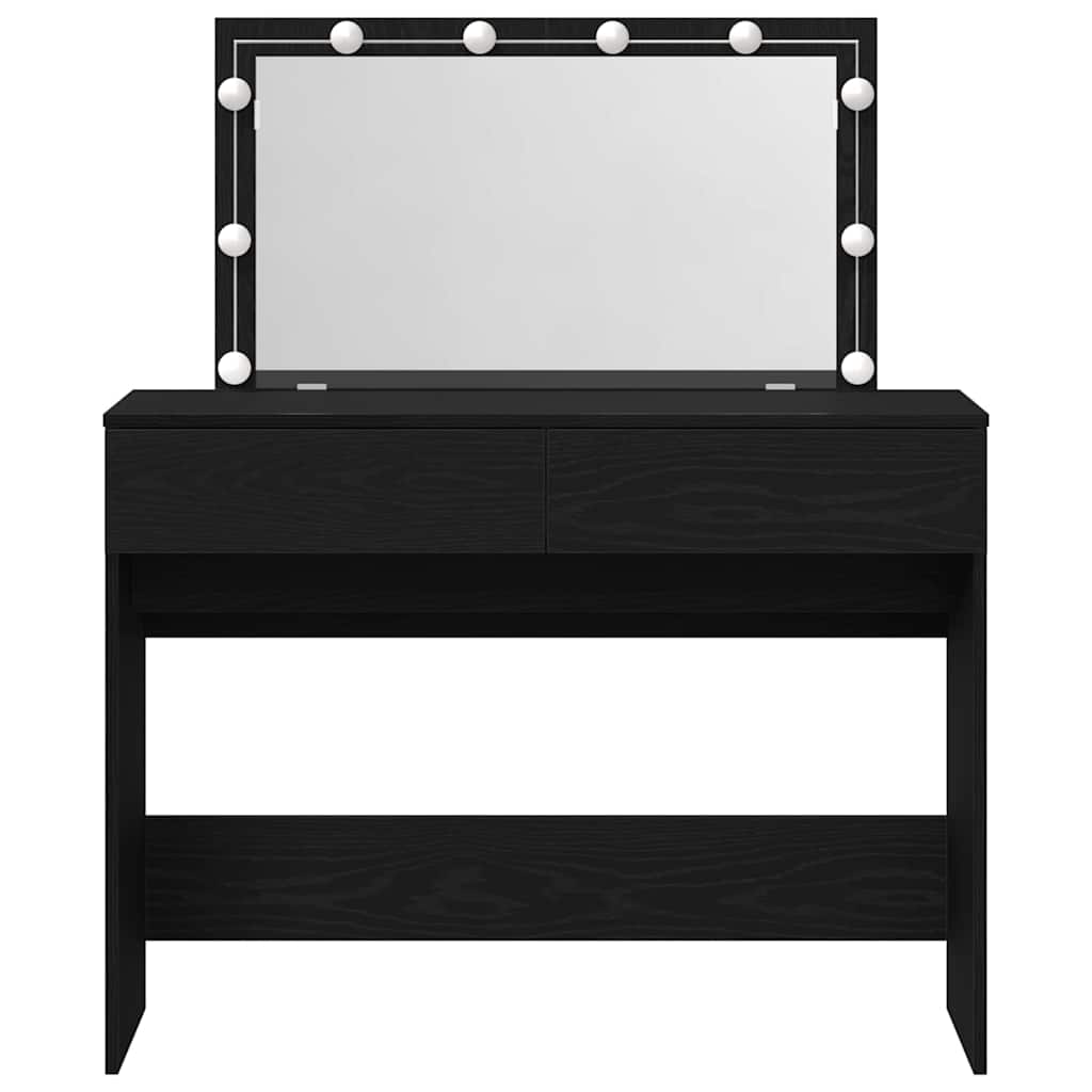Sminkebord med LED Svart Eik 100x40x120 cm