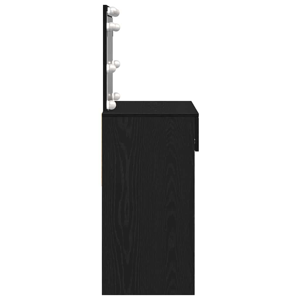 Sminkebord med LED Svart Eik 100x40x120 cm