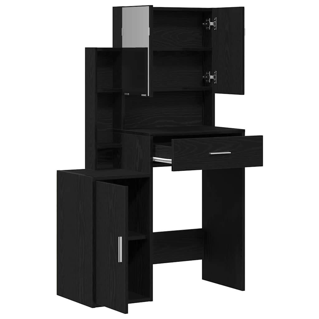 Sminkebord med skuff Svart eik 80 x 35 x 132 cm Konstruert tre