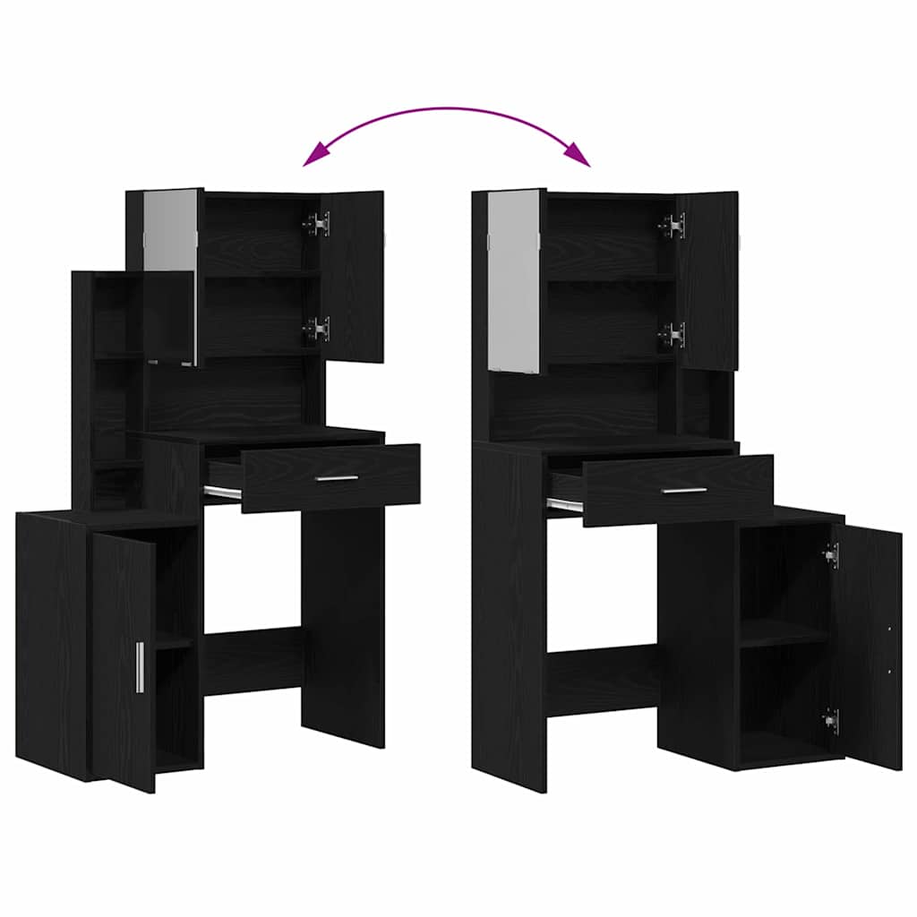 Sminkebord med skuff Svart eik 80 x 35 x 132 cm Konstruert tre