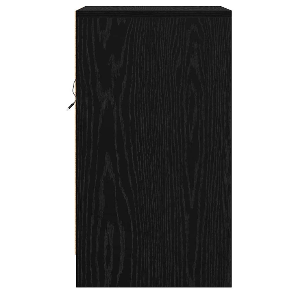Nattbordskap med skuff Svart eik 38 x 34 x 61 cm Konstruert tre