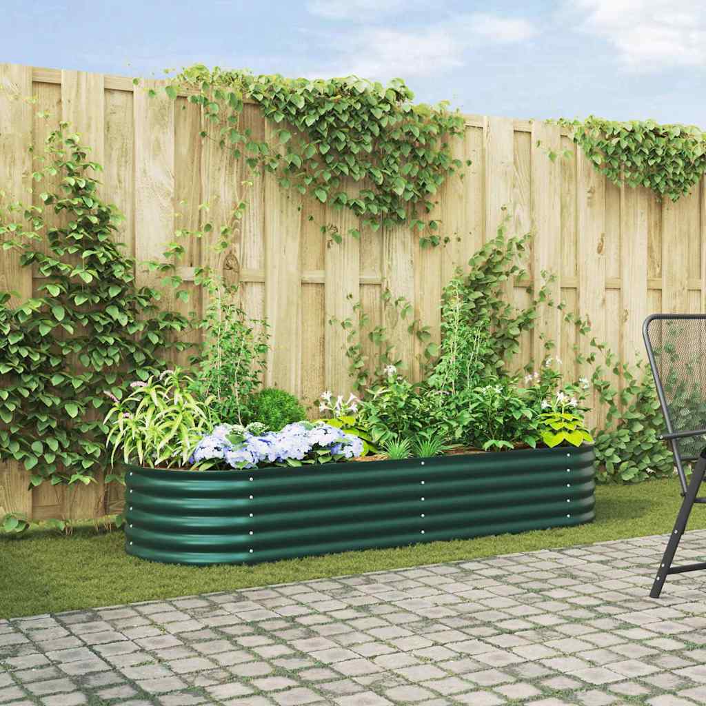 Høybed grønn 240 x 80 x 44 cm Stål