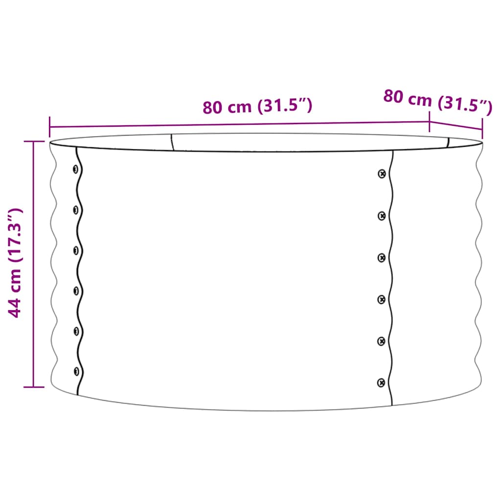 Hagehevet bed grønn 80 x 80 x 44 cm Stål