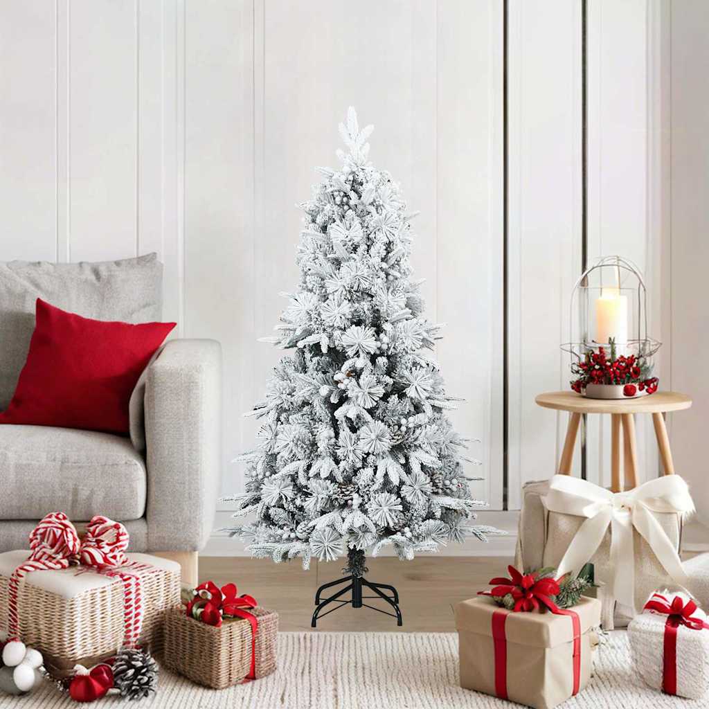 Kunstig juletre med stativ Grønn og hvit 120 cm PVC
