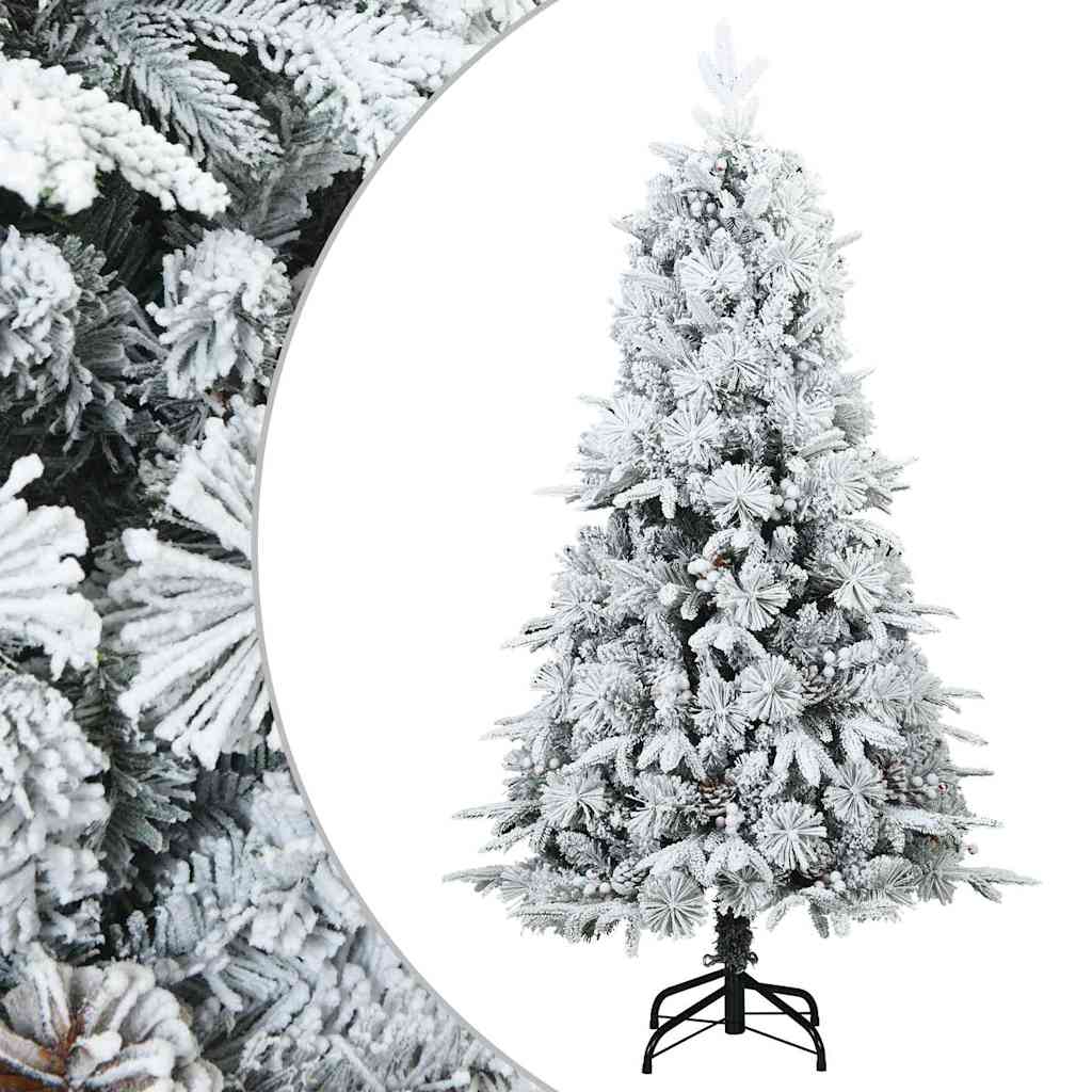 Kunstig juletre med stativ Grønn og hvit 120 cm PVC