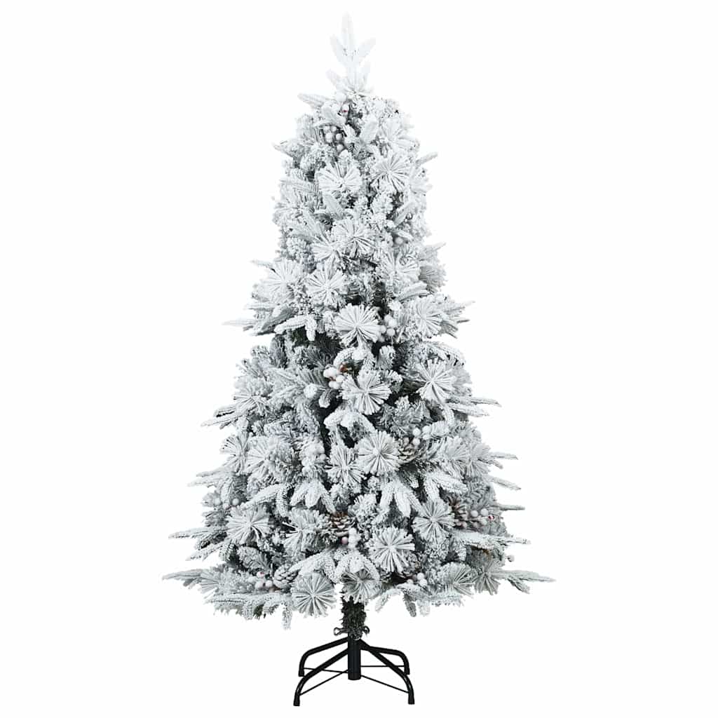 Kunstig juletre med stativ Grønn og hvit 120 cm PVC