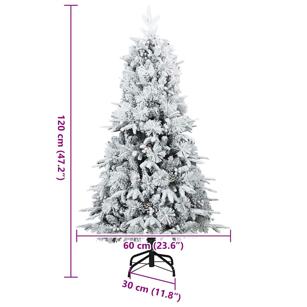 Kunstig juletre med stativ Grønn og hvit 120 cm PVC