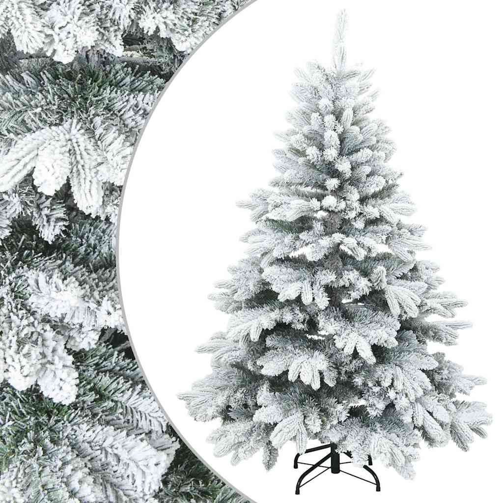 Moderne Kunstig Hengslet Juletre Snø Flocket Hvit 120 cm