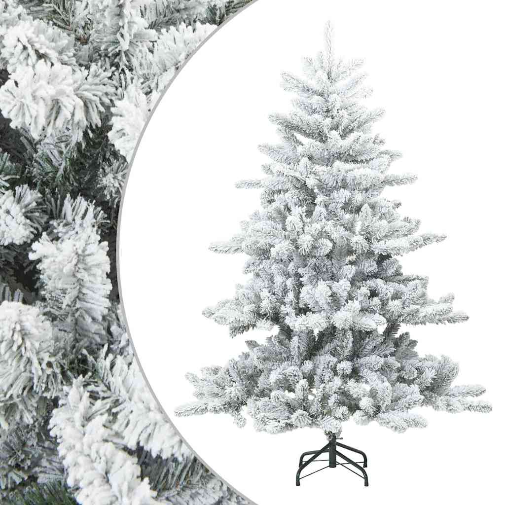 Moderne Kunstig Hengslet Juletre Snø Flocket Hvit 150 cm