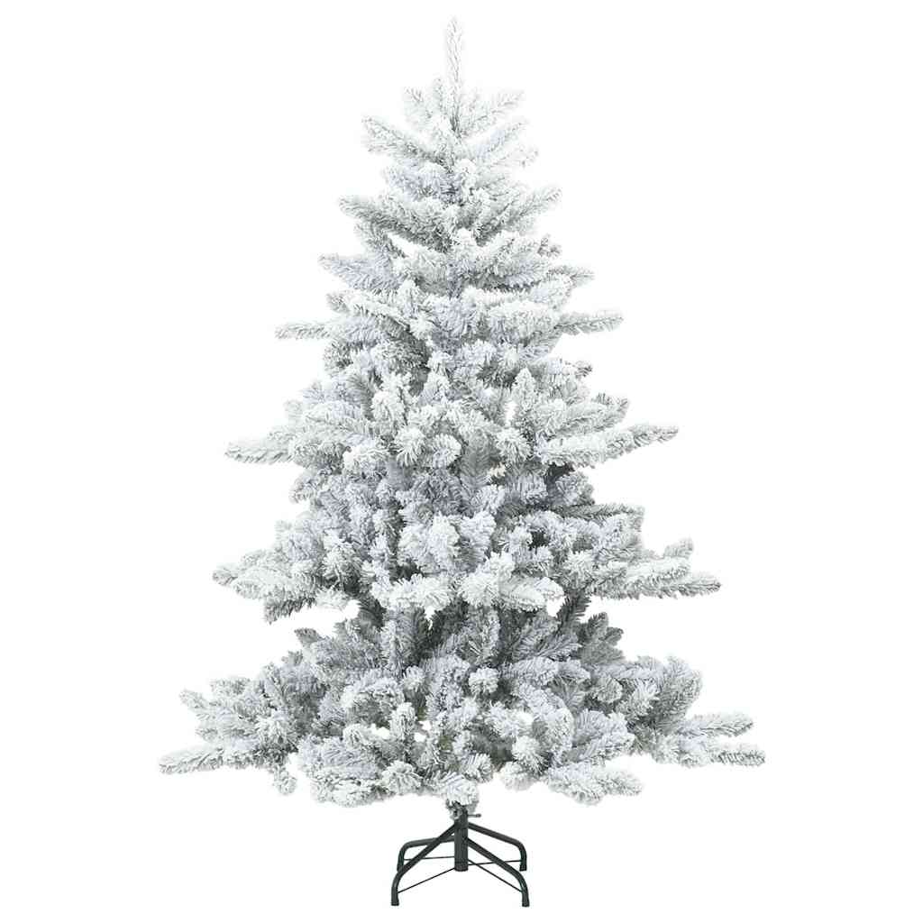 Moderne Kunstig Hengslet Juletre Snø Flocket Hvit 150 cm