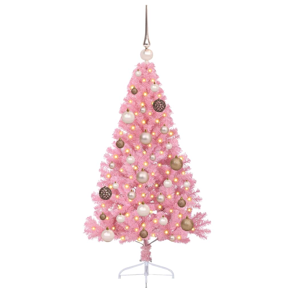 Kunstig Forhåndsopplyst Juletre med 150 LED Rosa 120 cm PVC