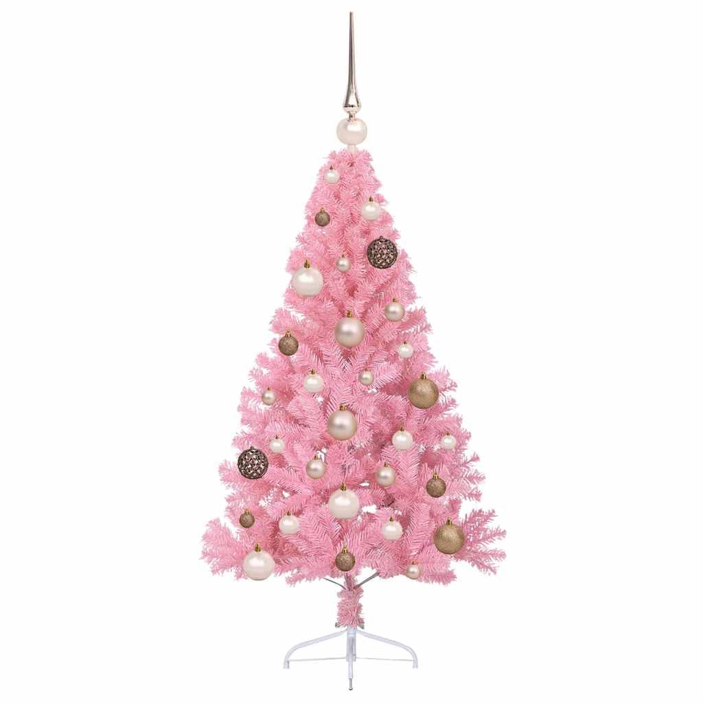 Kunstig Forhåndsopplyst Juletre med 150 LED Rosa 120 cm PVC