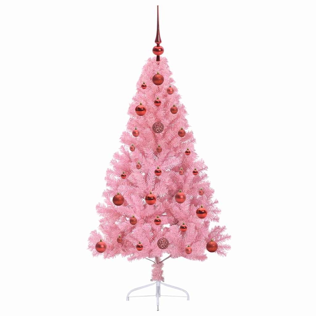 Kunstig Forhåndsopplyst Juletre med 150 LED Rosa 120 cm PVC