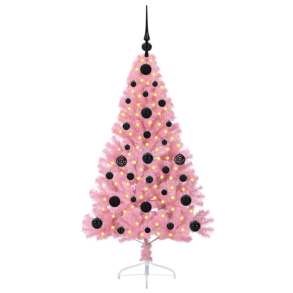Kunstig Forhåndsopplyst Juletre med 150 LED Rosa 120 cm PVC