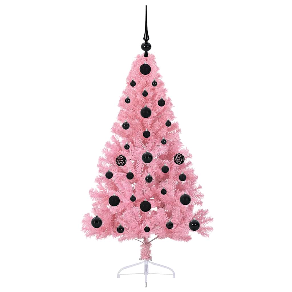 Kunstig Forhåndsopplyst Juletre med 150 LED Rosa 120 cm PVC