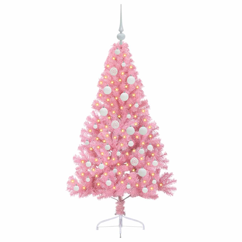 Kunstig Forhåndsopplyst Juletre med 150 LED Rosa 120 cm PVC