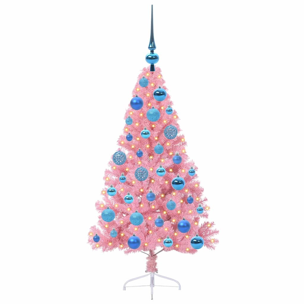 Kunstig Forhåndsopplyst Juletre med 150 LED Rosa 120 cm PVC