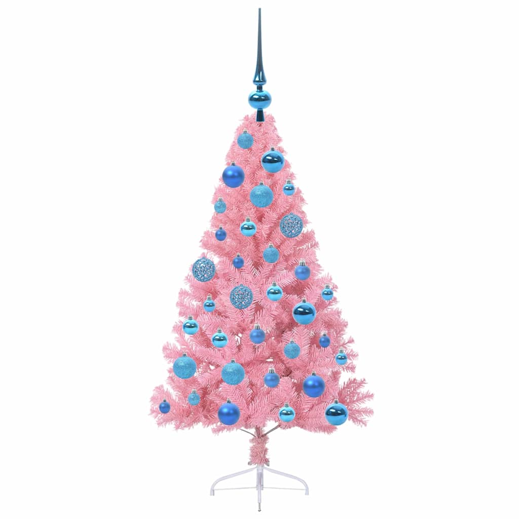 Kunstig Forhåndsopplyst Juletre med 150 LED Rosa 120 cm PVC