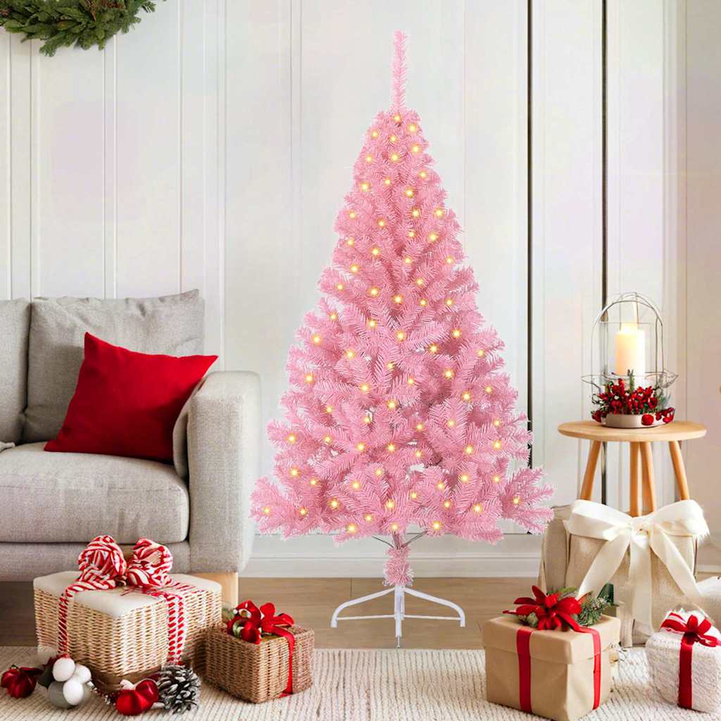 Kunstig forbelyst juletre med 150 LED Rosa 150 cm PVC