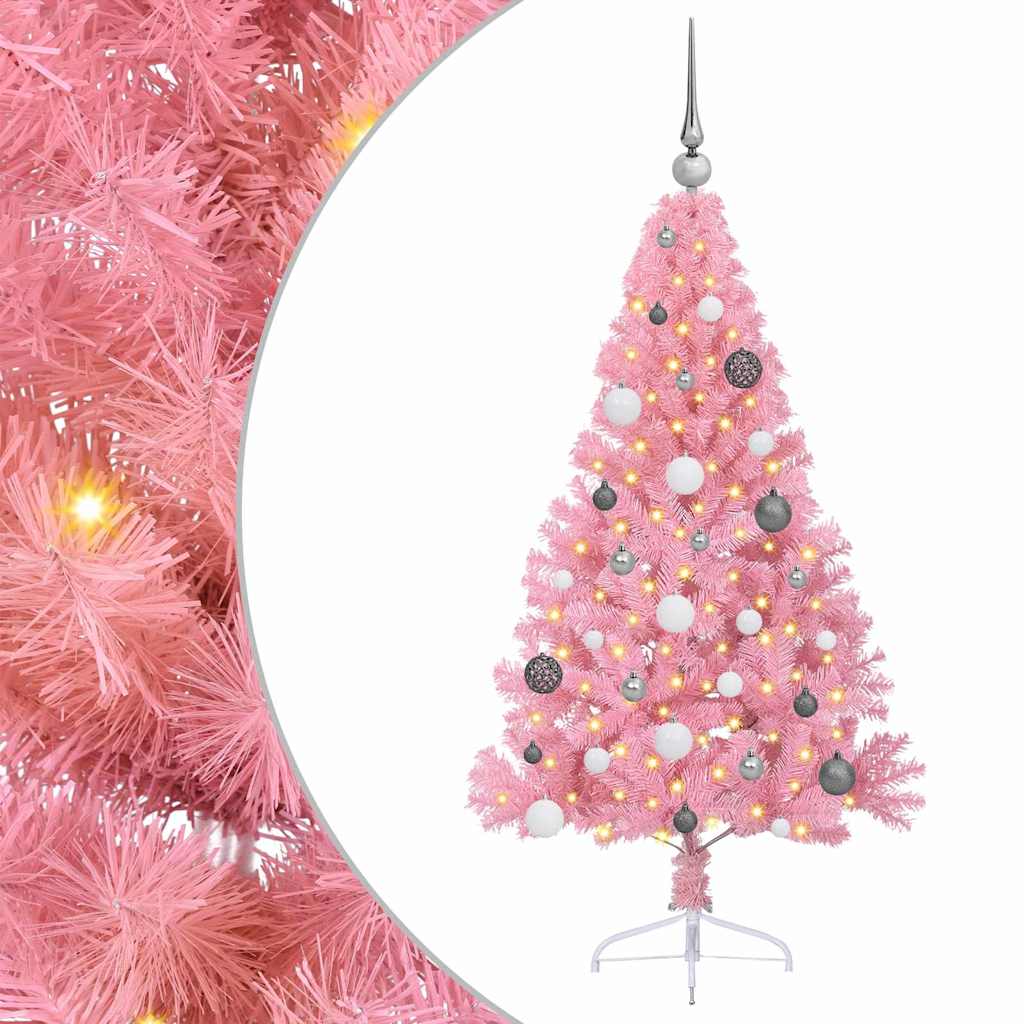 Kunstig Forhåndsopplyst Juletre med 150 LED Rosa 150 cm PVC