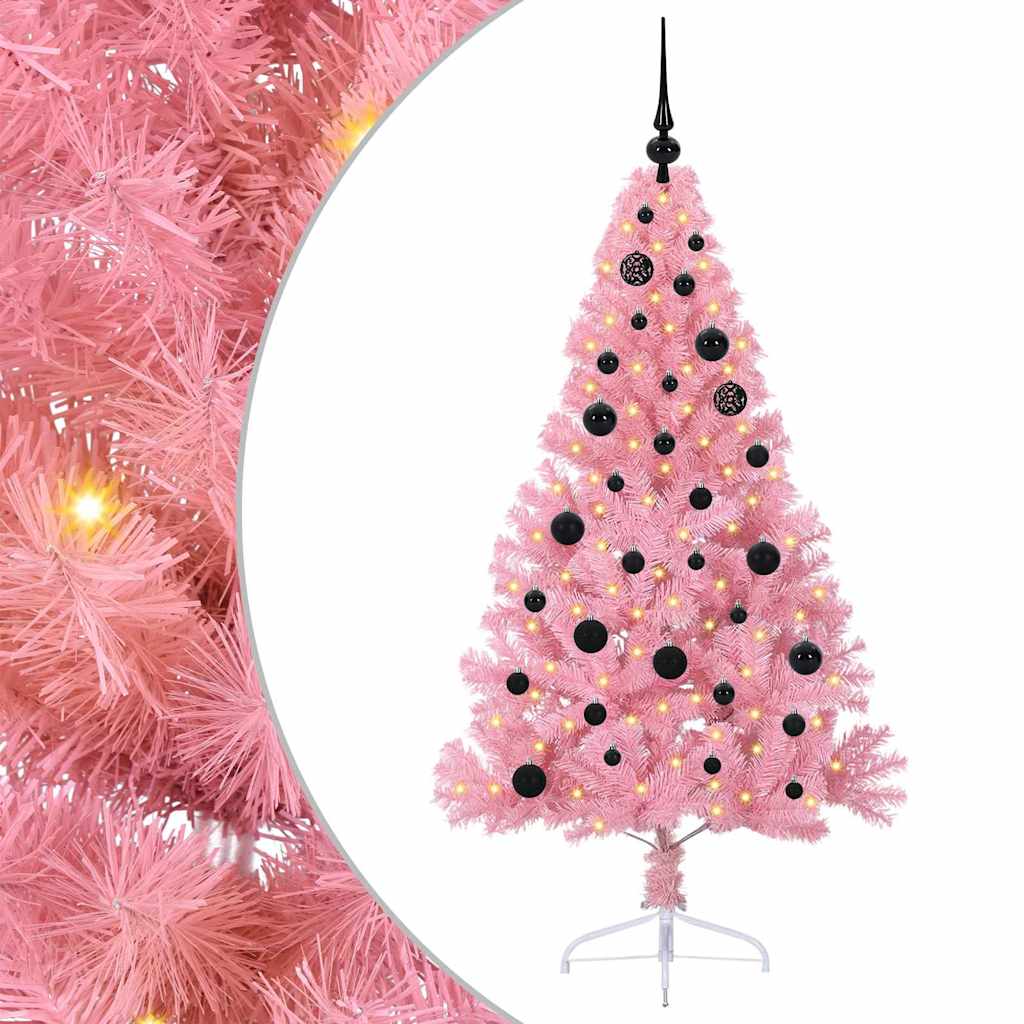 Kunstig Forhåndsopplyst Juletre med 150 LED Rosa 150 cm PVC
