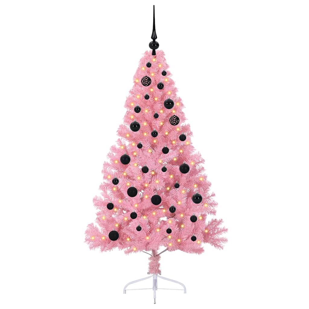 Kunstig Forhåndsopplyst Juletre med 150 LED Rosa 150 cm PVC