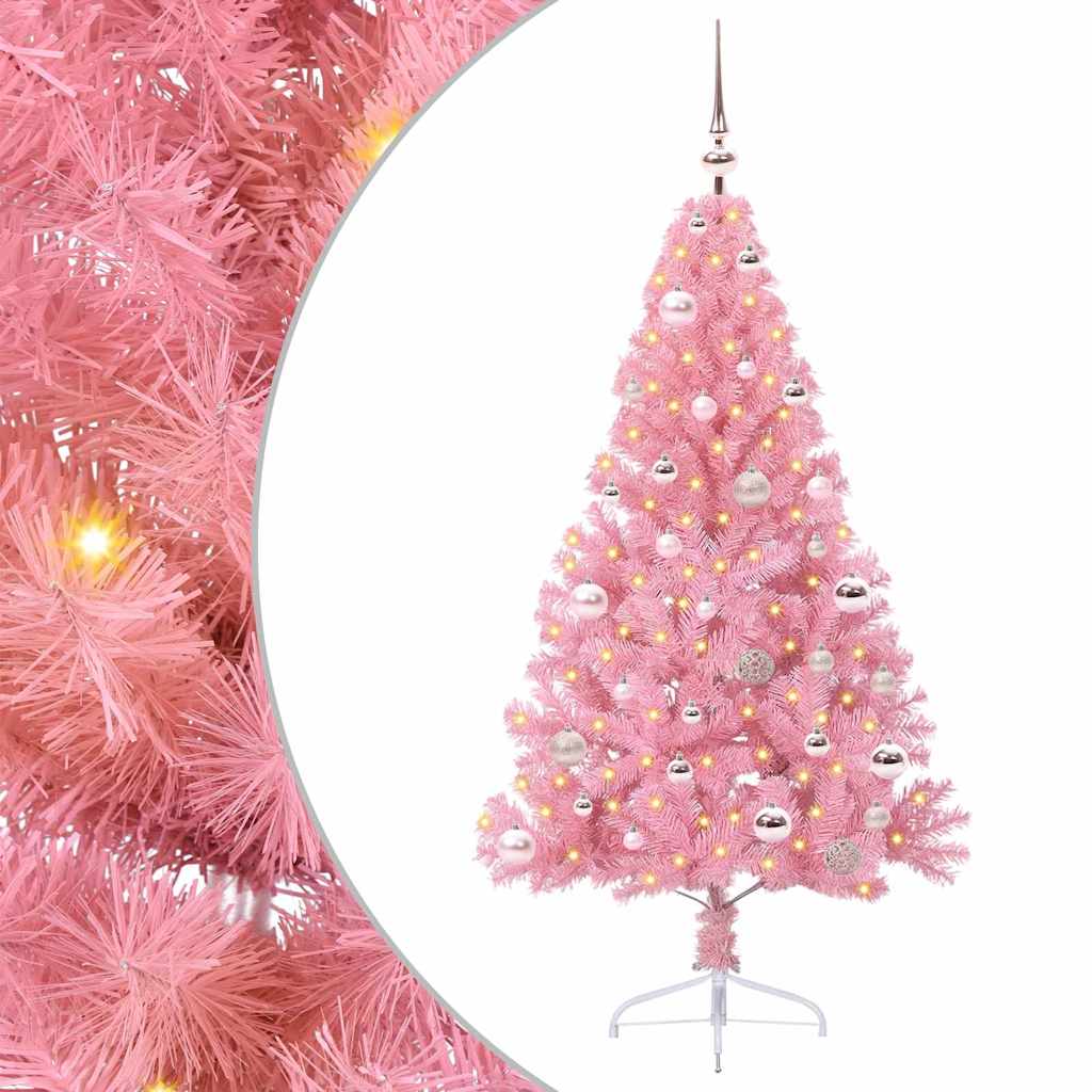 Kunstig Forhåndsopplyst Juletre med 150 LED Rosa 150 cm PVC