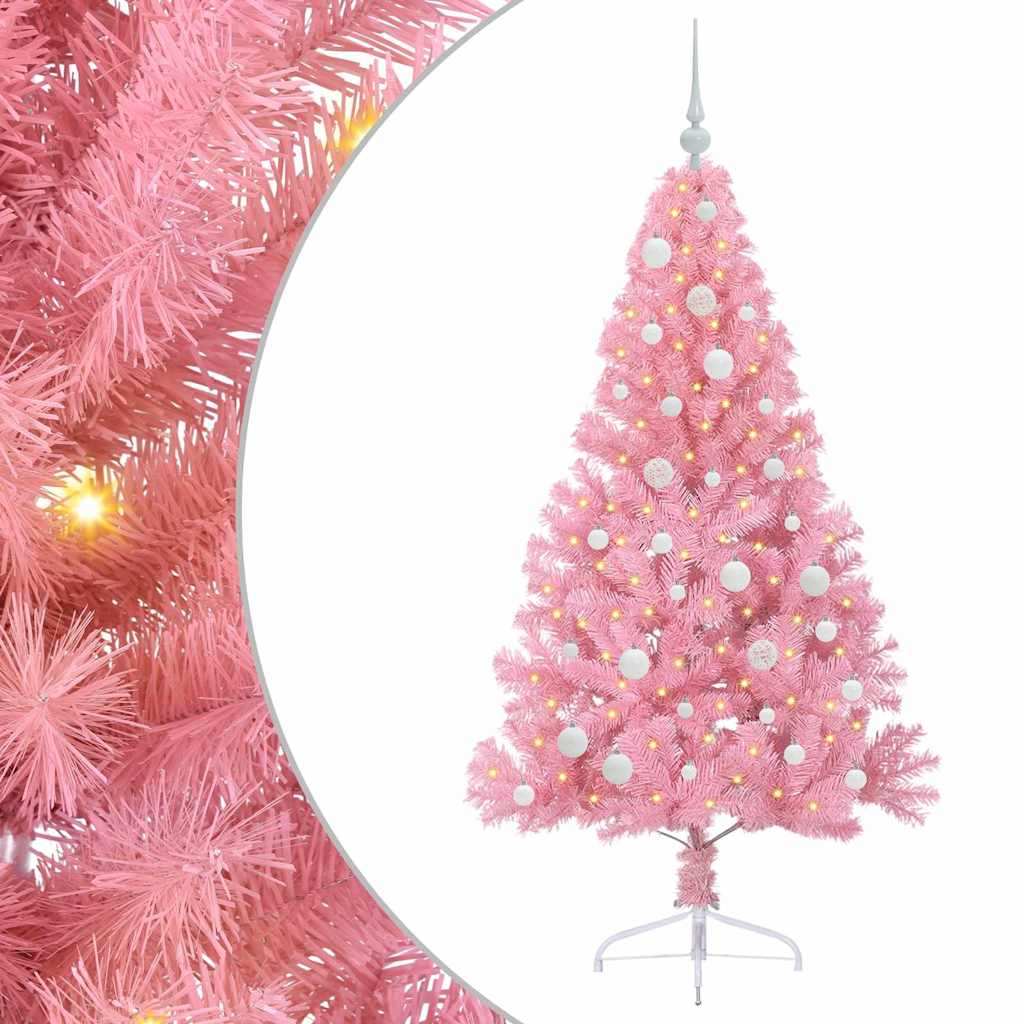 Kunstig Forhåndsopplyst Juletre med 150 LED Rosa 150 cm PVC