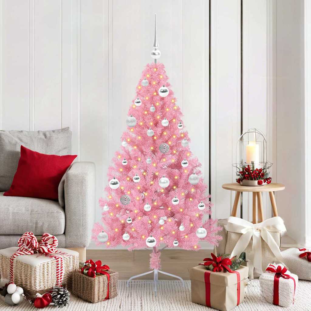 Kunstig Forhåndsopplyst Juletre med 150 LED Rosa 150 cm PVC