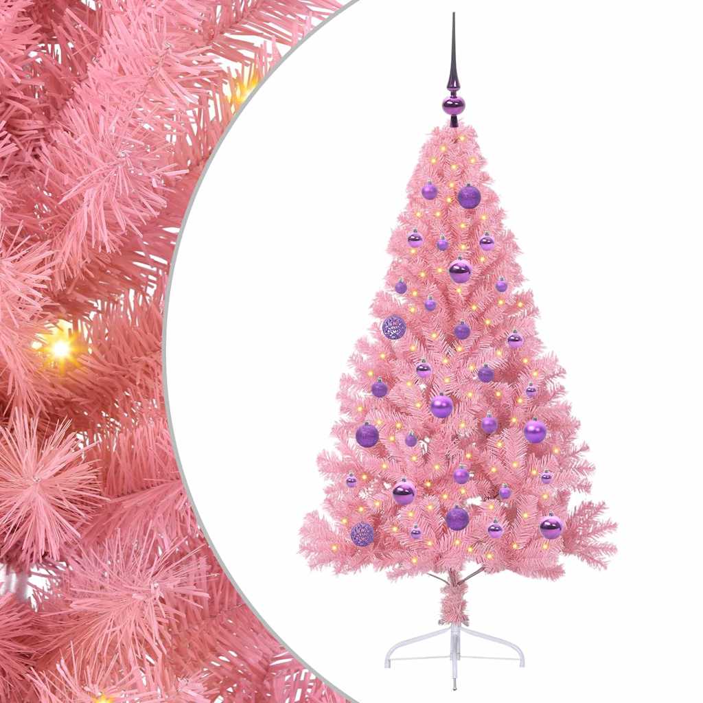 Kunstig Forhåndsopplyst Juletre med 150 LED Rosa 150 cm PVC