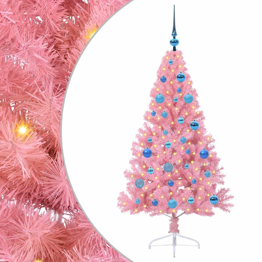 Kunstig Forhåndsopplyst Juletre med 150 LED Rosa 150 cm PVC
