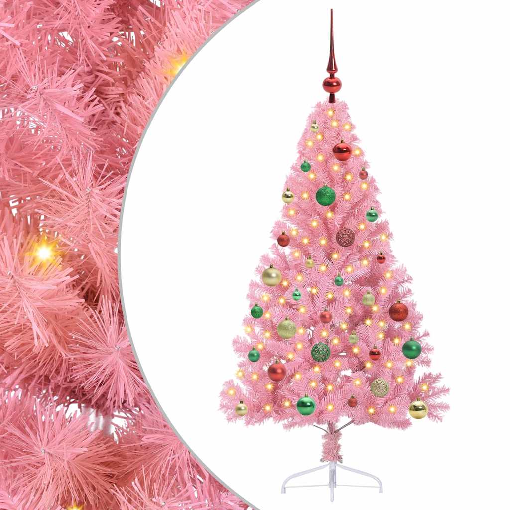 Kunstig Forhåndsopplyst Juletre med 150 LED Rosa 150 cm PVC