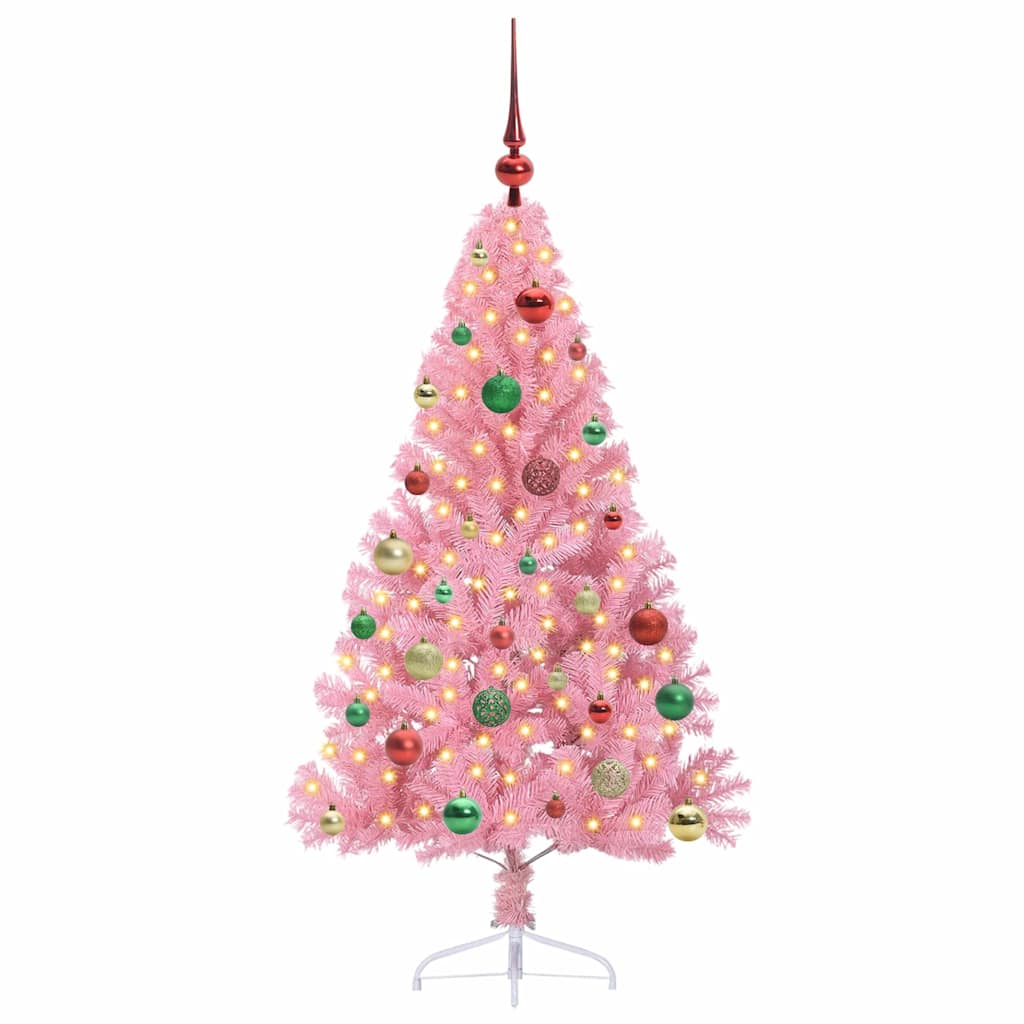 Kunstig Forhåndsopplyst Juletre med 150 LED Rosa 150 cm PVC