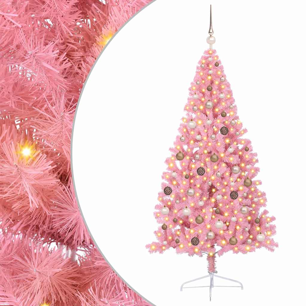 Kunstig forbelyst juletre med 300 LED Rosa 210 cm PVC