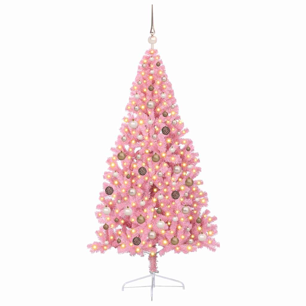 Kunstig forbelyst juletre med 300 LED Rosa 210 cm PVC