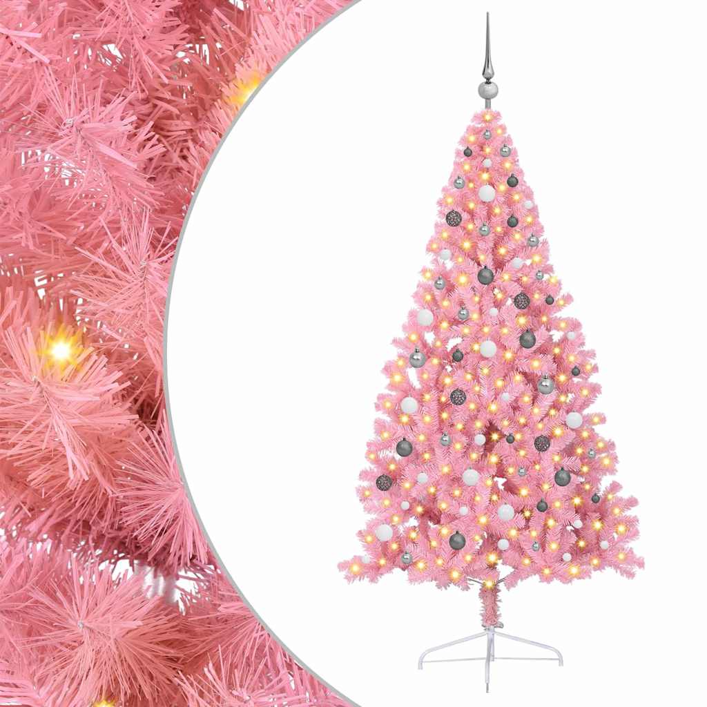 Kunstig forbelyst juletre med 300 LED Rosa 210 cm PVC