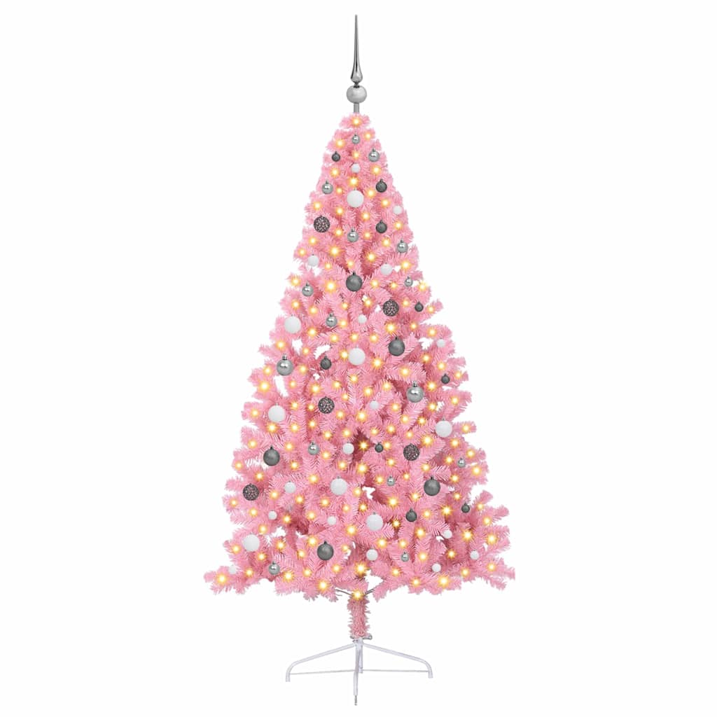 Kunstig forbelyst juletre med 300 LED Rosa 210 cm PVC