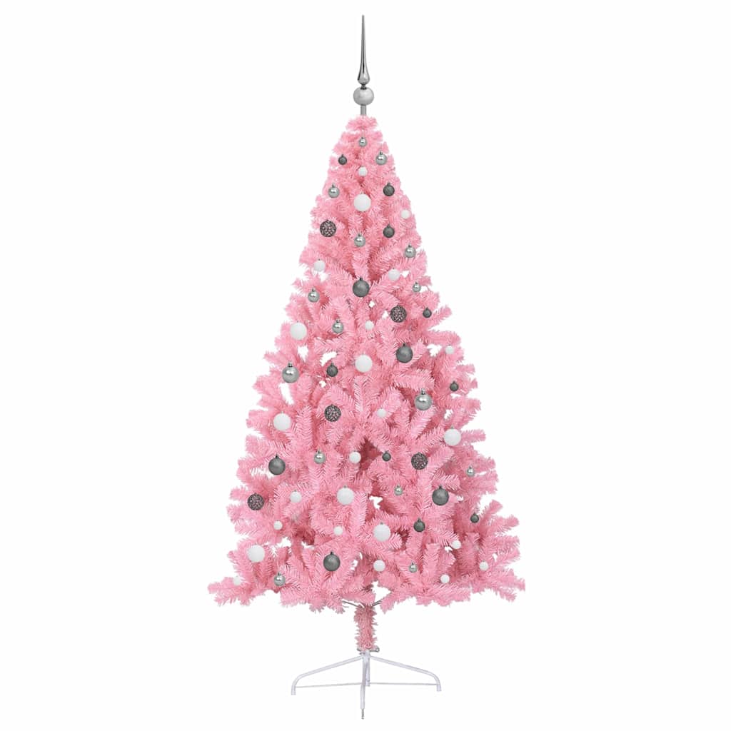 Kunstig forbelyst juletre med 300 LED Rosa 210 cm PVC