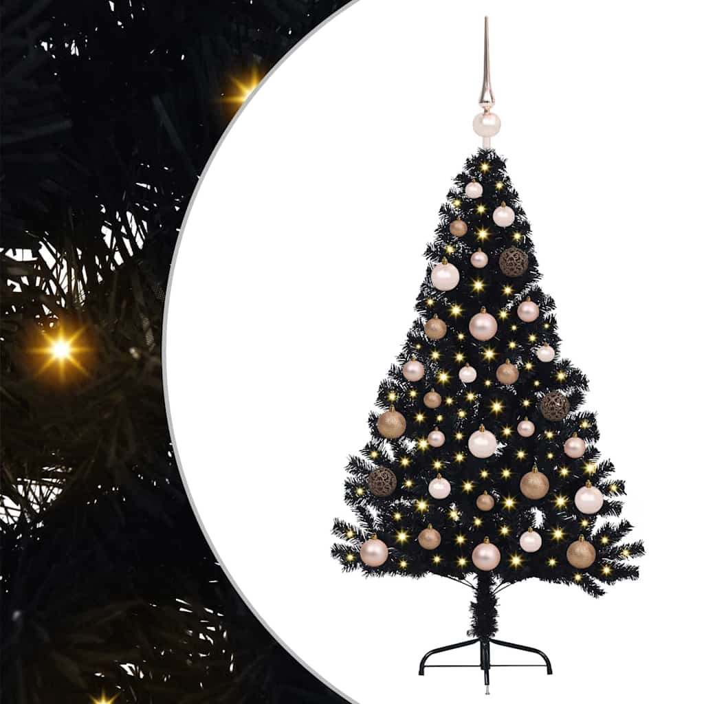 Kunstig Forhåndsopplyst Juletre med 150 LED Svart 120 cm PVC