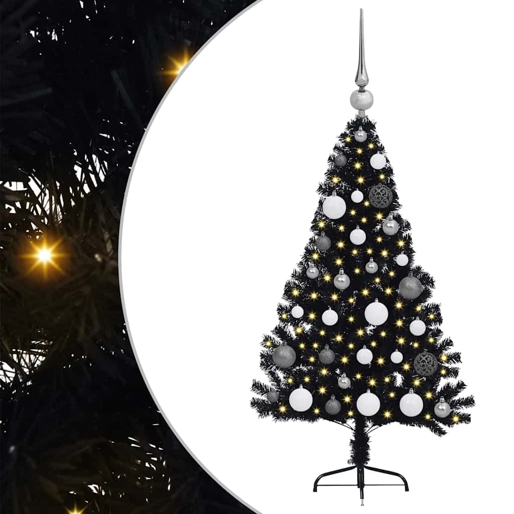 Kunstig Forhåndsopplyst Juletre med 150 LED Svart 120 cm PVC