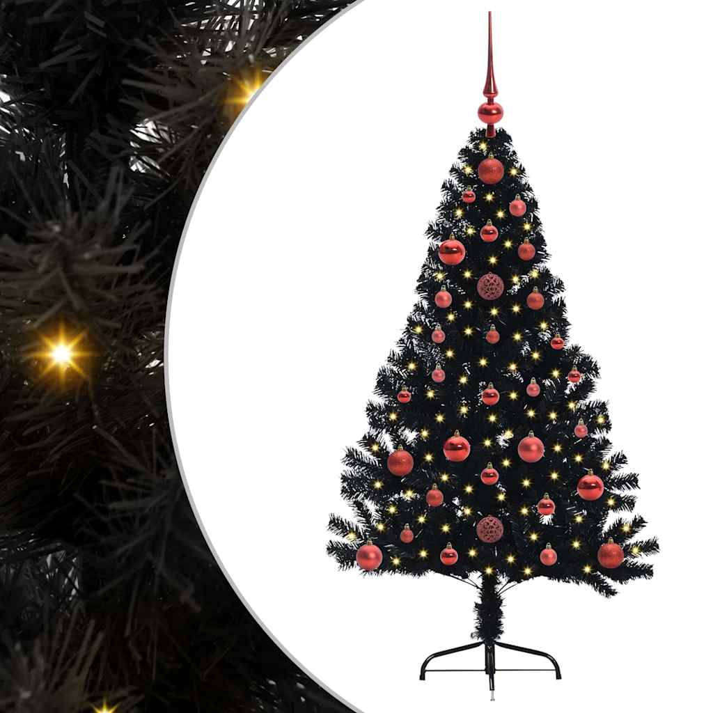 Kunstig Forhåndsopplyst Juletre med 150 LED Svart 120 cm PVC